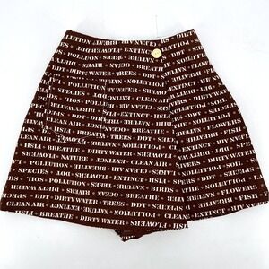 Vintage 60s or 70s Skort Skirt Shorts Brown‎ Activist Words Protest Miniskirt